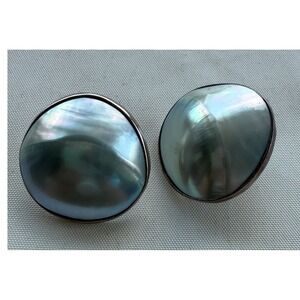 Sterling Silver 925 Abalone  Round Stud Earrings‎